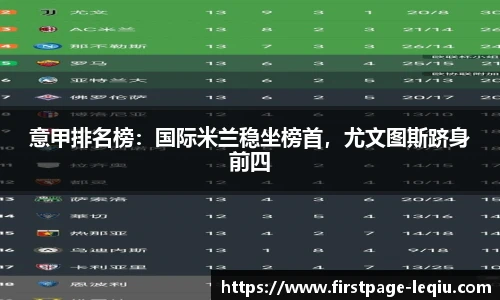 意甲排名榜：国际米兰稳坐榜首，尤文图斯跻身前四